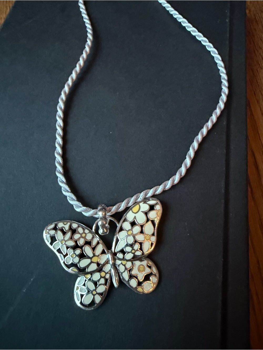Brighton "Upsy Daisy" Silver Butterfly Pendant Necklace w/ Custom Cord - Picture 5 of 7